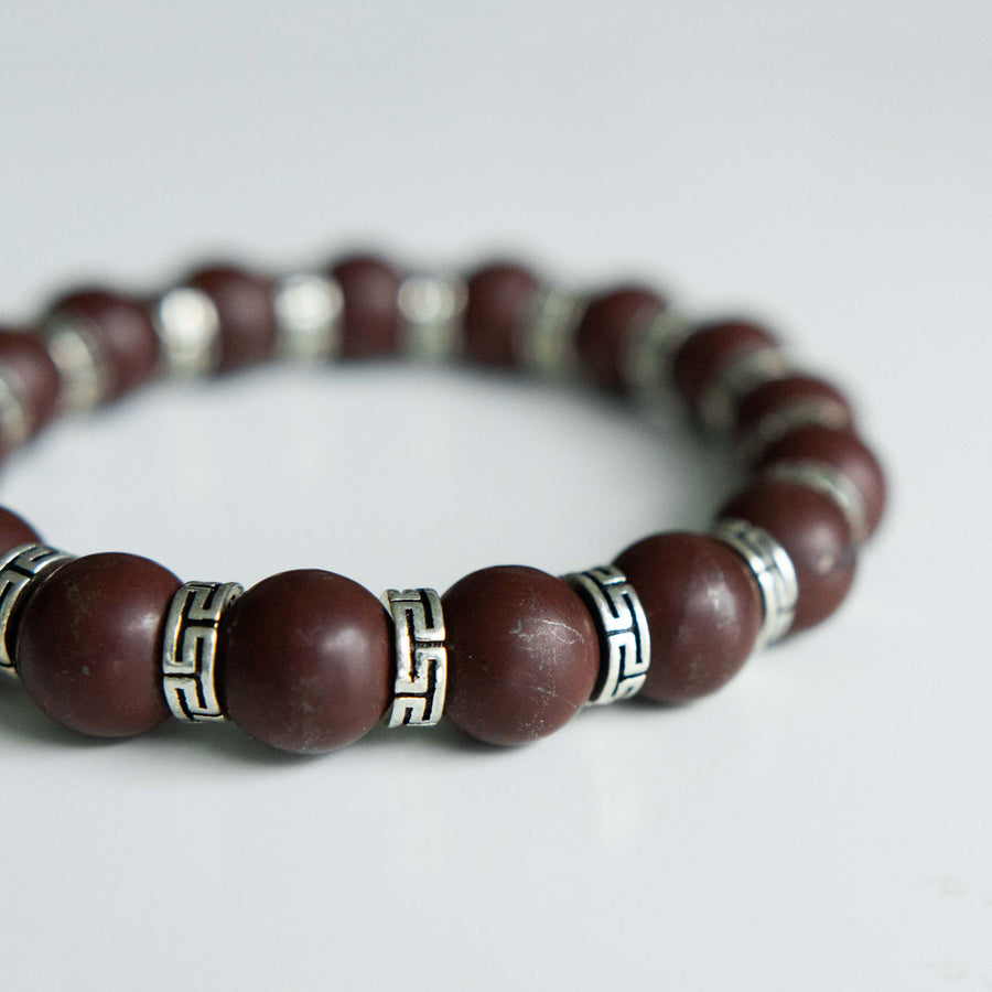 red jasper healing gemstones bracelet close up