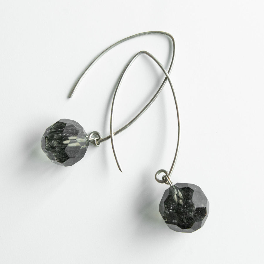 radiant rutilated quartz healing gemstones earrings side view