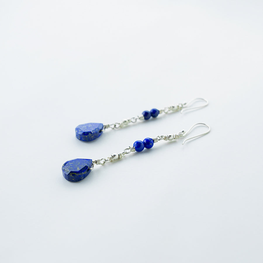 midnight stars lapis healing gemstones drop earrings side view