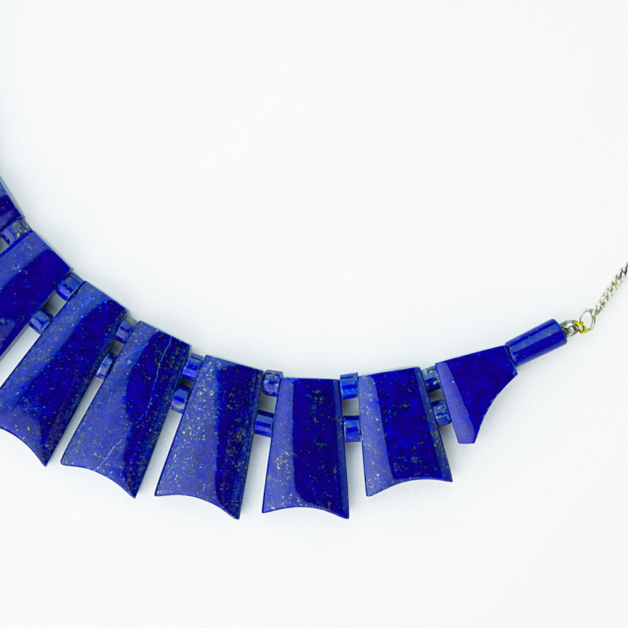 midnight sky lapis healing gemstones necklace side view