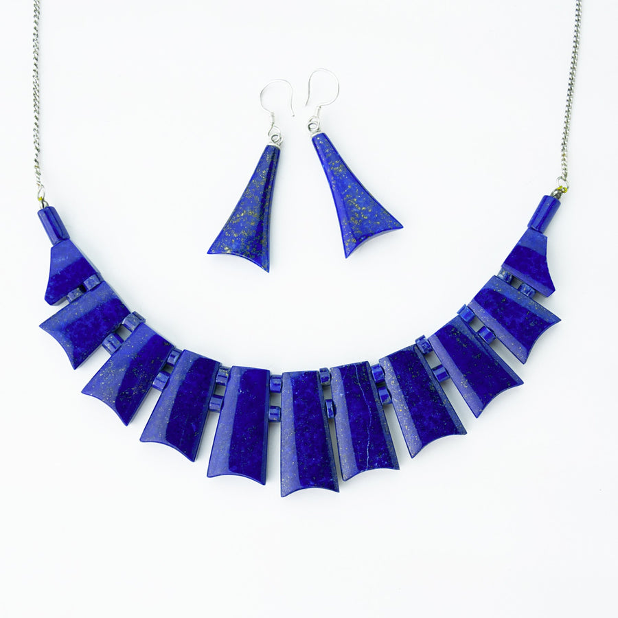 midnight sky lapis healing gemstones necklace and earrings