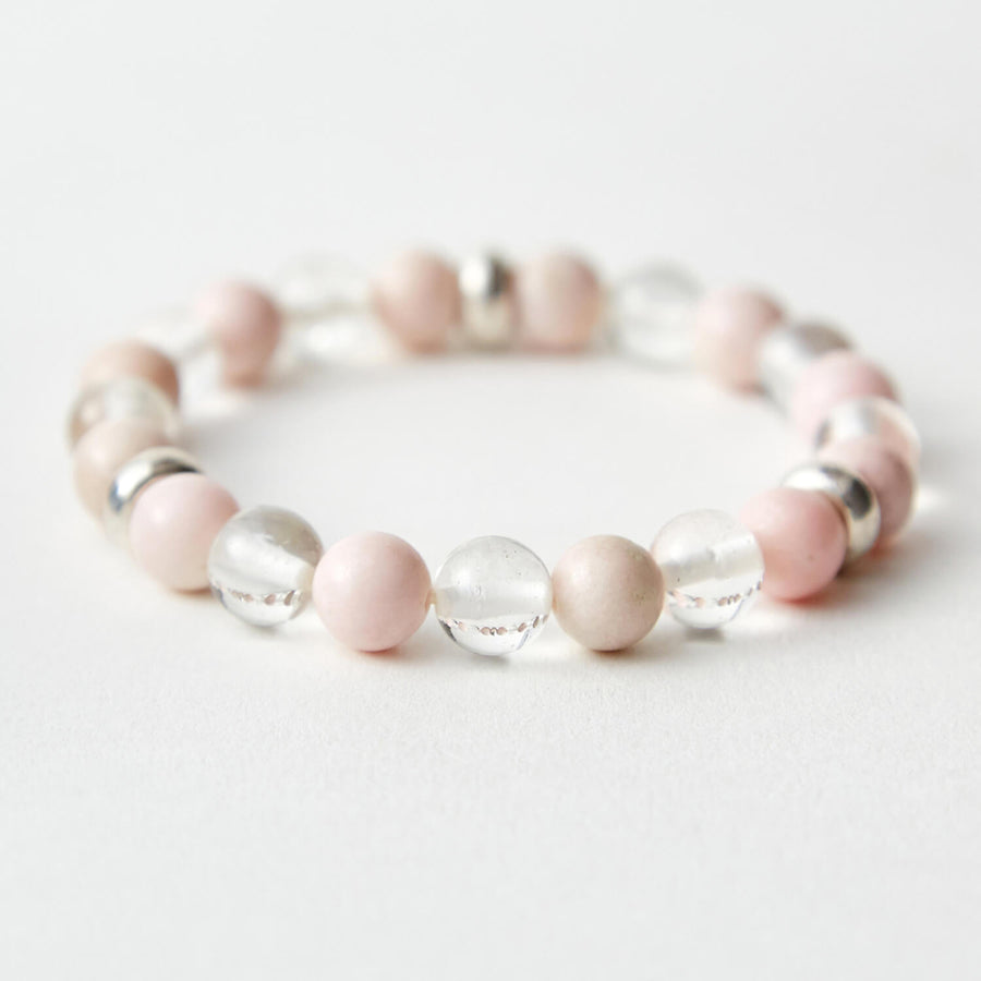 illuminating energy pink chalcedony healing gemstones bracelet back view