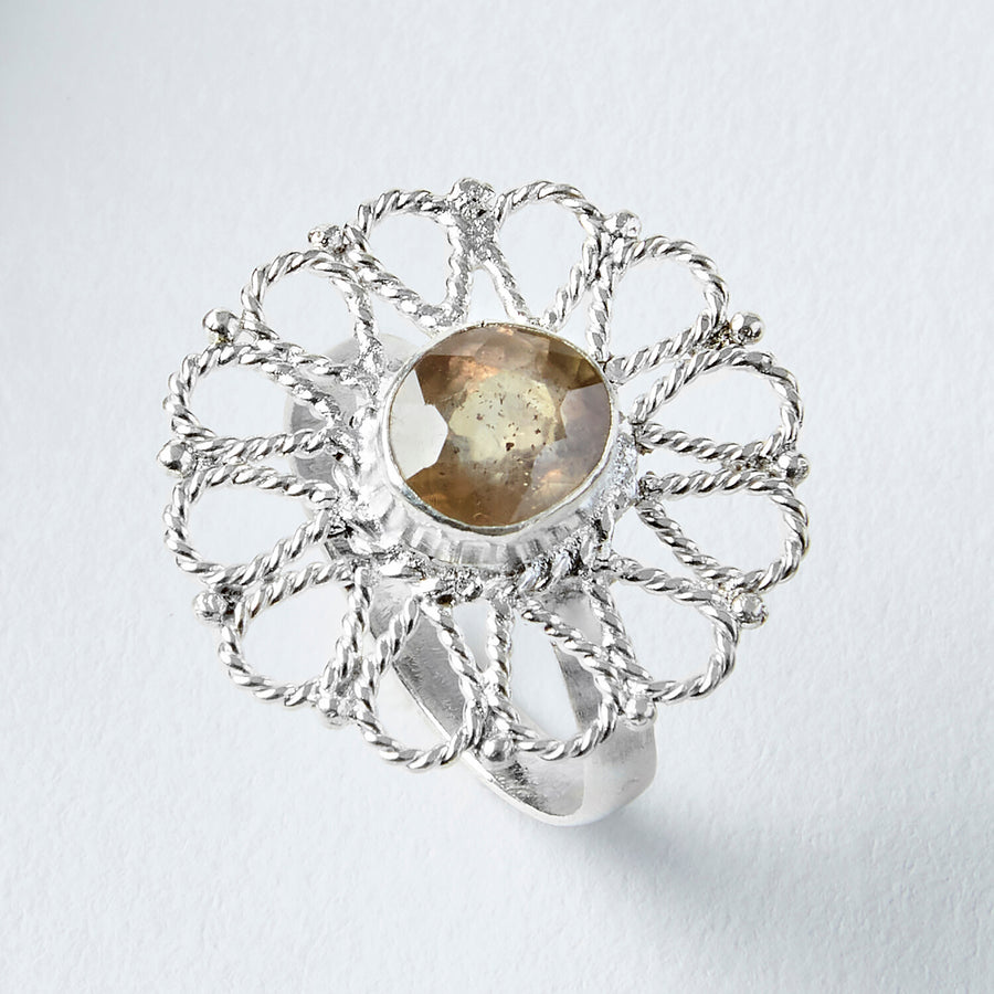 daisy yellow topaz healing gemstone ring