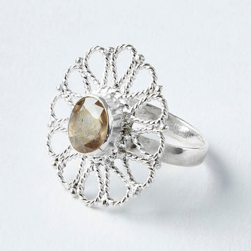 daisy yellow topaz healing gemstone ring
