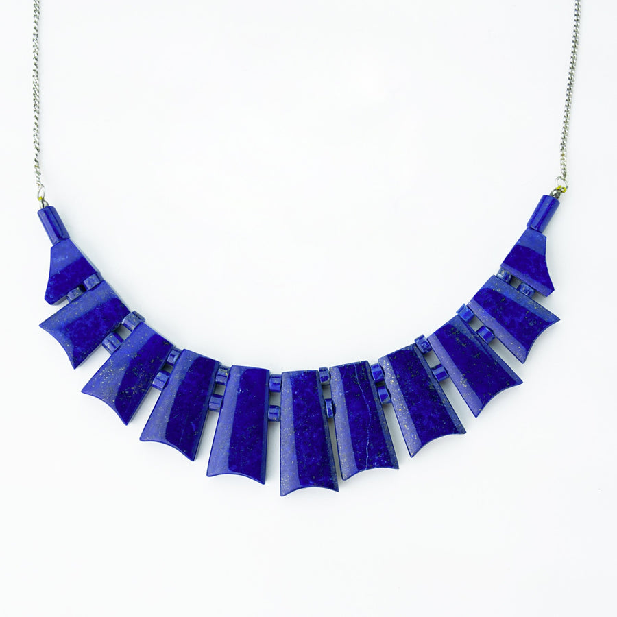 midnight sky lapis healing gemstones necklace  top view