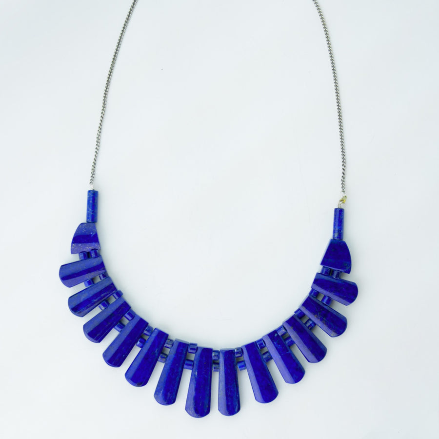 luminous sky lapis healing gemstone necklace top view